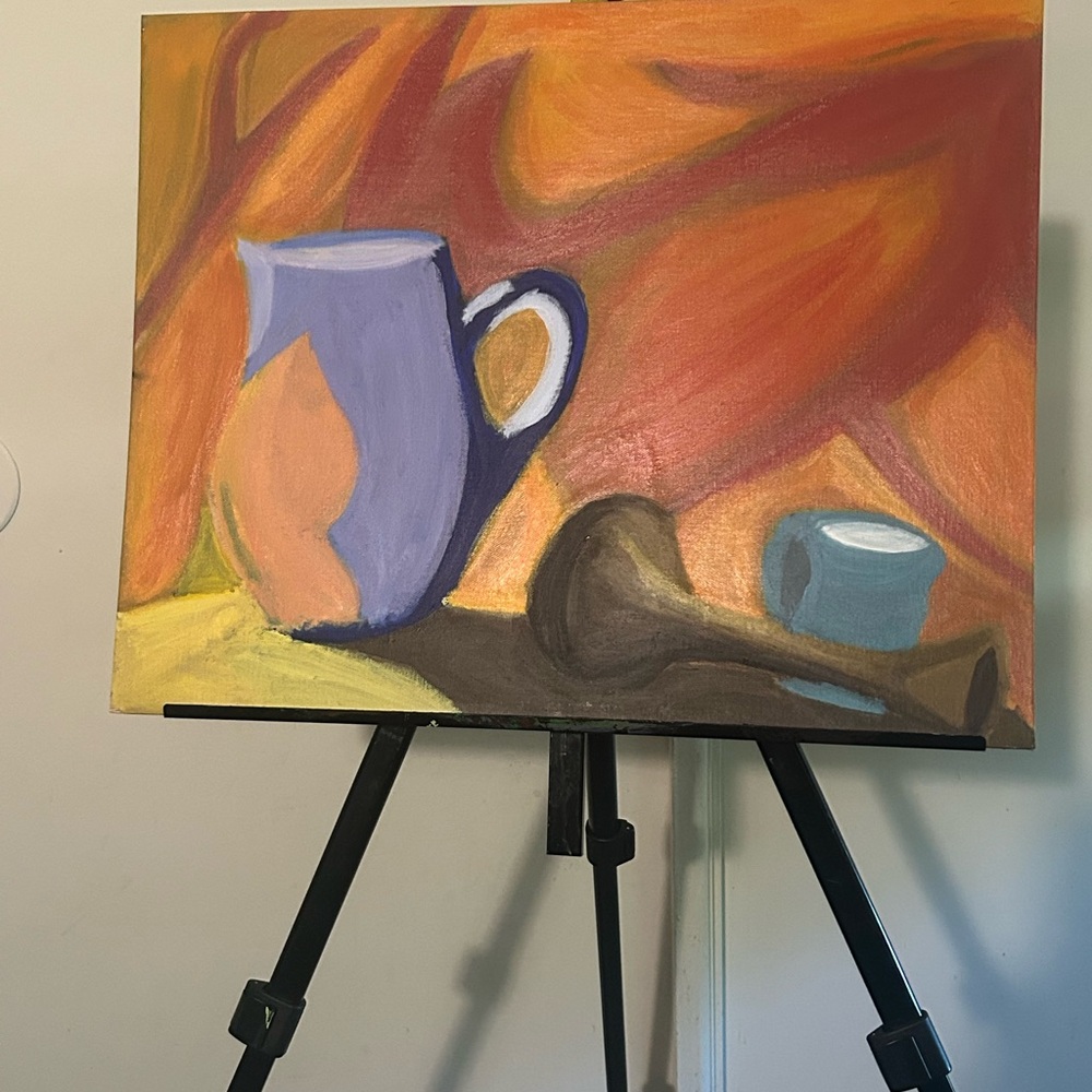 Abstract Art Canvas with Blue and Orange Tones